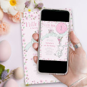 リトルバニーとバルーンany年齢ガール誕生日 招待状