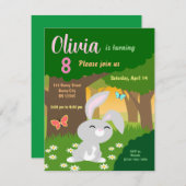 リトルバニーインザウッズ誕生日招待状 招待状 (正面/裏面)