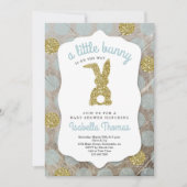 リトルバニーイースターテーマベビーシャワーが少年用 招待状 (正面)