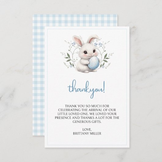 リトルバニーイースターベイビーシャワー サンキューカード (正面/裏面)