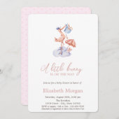 リトルバニーストーク水玉模様ベビーシャワー 招待状 (正面/裏面)