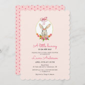 リトルバニーピンクの女の子の赤ちゃんシャワー 招待状 (正面/裏面)