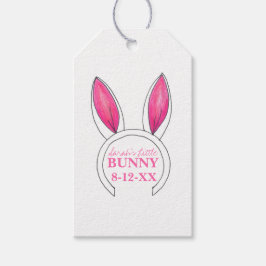 リトルバニーピンクウサギ耳新生児シャワー ギフトタグ