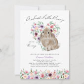 リトルバニーフローララブハートベビーシャワー 招待状 (正面)