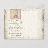 リトルバニーベビーガールサーカス回転木馬ヴィンテージアート インビテーションポストカード (裏面)