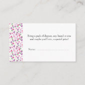 リトルバニーベビーシャワーおむつラッフルフローラ エンクロージャーカード (裏面)