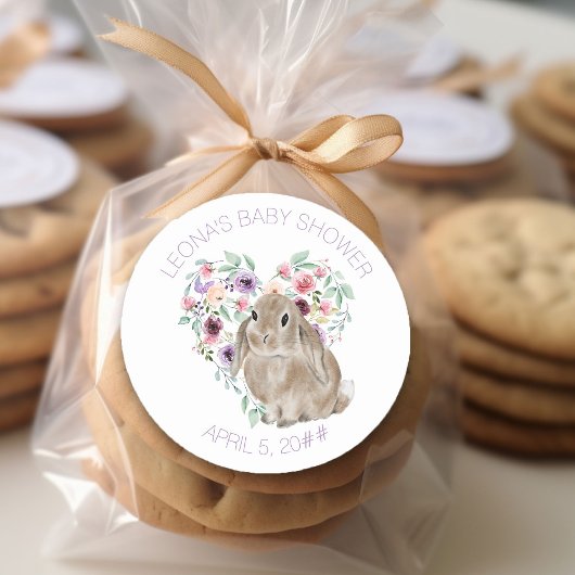 リトルバニーベビーシャワーフローララブハート ラウンドシール