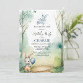 リトルバニーボーイワンウォータースカラー誕生日 招待状 (スタンド正面)