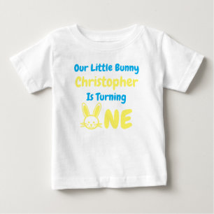 リトルバニーボーイ 1歳の誕生日 ベビーTシャツ