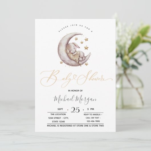 リトルバニームーンスターズジグザグベビーシャワー 招待状 (スタンド正面)