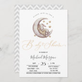 リトルバニームーンスターズジグザグベビーシャワー 招待状 (正面/裏面)