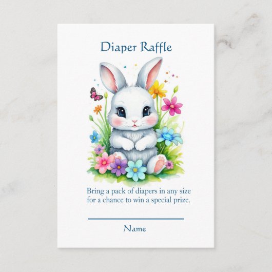 リトルバニーワイルドフラワーイースターおむつラッフル エンクロージャーカード (正面)
