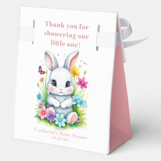 リトルバニーワイルドフラワーガーデンイースターベイビーシャワー フェイバーボックス (裏面)