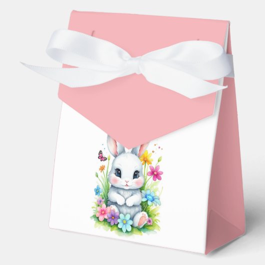 リトルバニーワイルドフラワーガーデンイースターベイビーシャワー フェイバーボックス (正面)