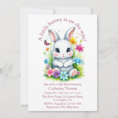 リトルバニーワイルドフラワーガーデンイースターベイビーシャワー 招待状 (正面)