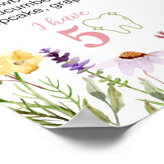 リトルバニーワイルドフラワー誕生日マイルストーンサイン ポスター (角)