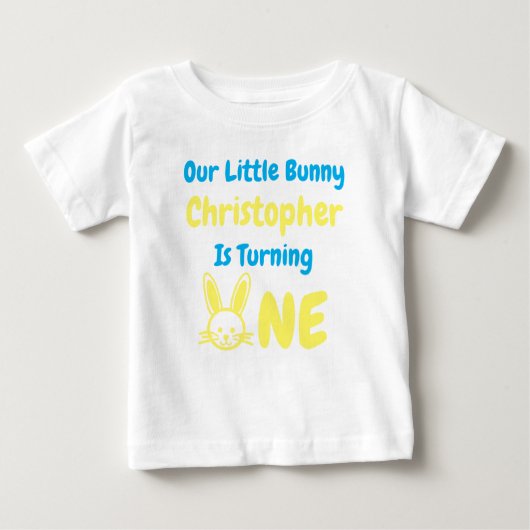 リトルバニー坊や 1歳の誕生日 ベビーTシャツ (正面)