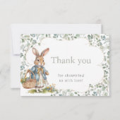 リトルバニー緑の女の子ベビーシャワー サンキューカード (正面)