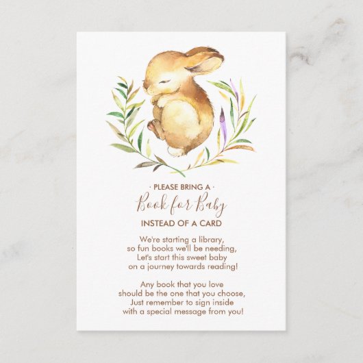 リトルバニー赤ちゃんシャワーベビーカード エンクロージャーカード (正面)