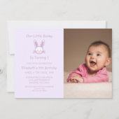 リトルバニー1歳の誕生日 招待状 (正面)