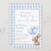 リトルバニー ブルーボーイベイビーシャワー オールインワン 招待状 (正面/裏面)