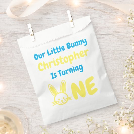 リトルバニー・ボーイ1歳の誕生日 フェイバーバッグ (クリップ留めされた状態)