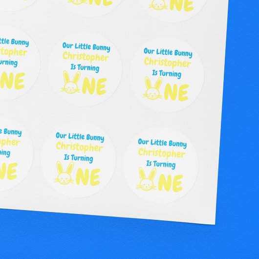 リトルバニー・ボーイ1歳の誕生日 ラウンドシール