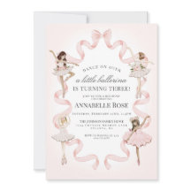 リトルバレリナガールバレエ誕生日招待状