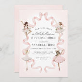 リトルバレリナガールバレエ誕生日招待状 (正面/裏面)