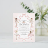 リトルバレリナガールバレエ誕生日招待状 ポストカード (スタンド正面)