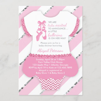 リトルバレリナシャワー招待状、ツツフェイクグリッター 招待状