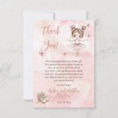 リトルバレリナピンクガールベビーシャワー サンキューカード (正面)