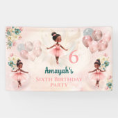 リトルバレリナピンクティール（緑がかった色）フローラガール誕生日 横断幕 (横)