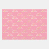 リトルバレリナピンクバレエ女子の名前誕生日 ラッピングペーパーシート (正面2)