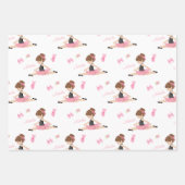 リトルバレリナピンクバレエ女子の名前誕生日 ラッピングペーパーシート (正面)