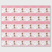 リトルバレリナピンクバレエ女子の名前誕生日 ラッピングペーパー (フラット)