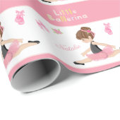 リトルバレリナピンクバレエ女子の名前誕生日 ラッピングペーパー (ロールコーナー)