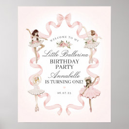 リトルバレリナピンクバースデーパーティー歓迎サイン ポスター