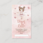 リトルバレリナピンクベビーシャワーおむつラッフル エンクロージャーカード (正面)