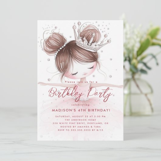 リトルバレリーナとクラウンピンクの誕生日パーティー 招待状 (スタンド正面)