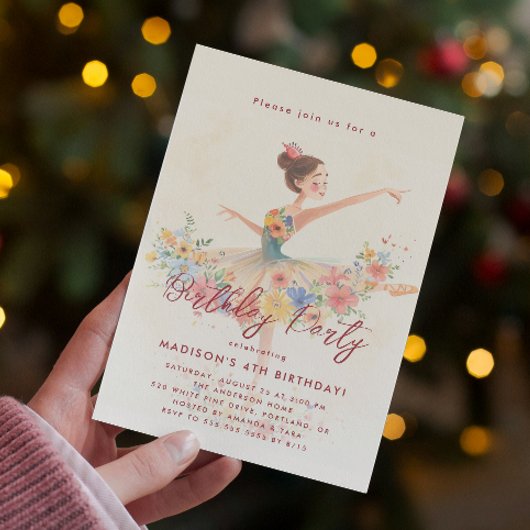 リトルバレリーナとフローラ誕生日パーティー 招待状