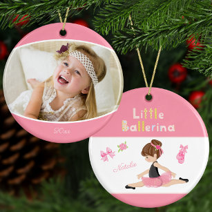 リトルバレリーナのバレエの名前と写真のクリスマス セラミックオーナメント