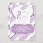 リトルバレリーナシャワー招待状、チュチュ、疑似グリッター 招待状 (正面/裏面)