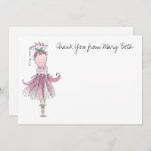 リトルバレリーナピンクサンキューノートカード サンキューカード (正面/裏面)
