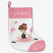 リトルバレリーナピンクバレエ女子の名前 スモールクリスマスストッキング (正面)