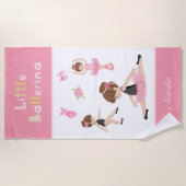 リトルバレリーナピンクバレエ女子の名前 ビーチタオル (正面)