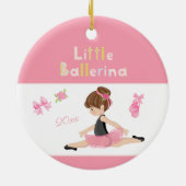 リトルバレリーナピンクバレエ少女の名前クリスマス セラミックオーナメント (裏面)