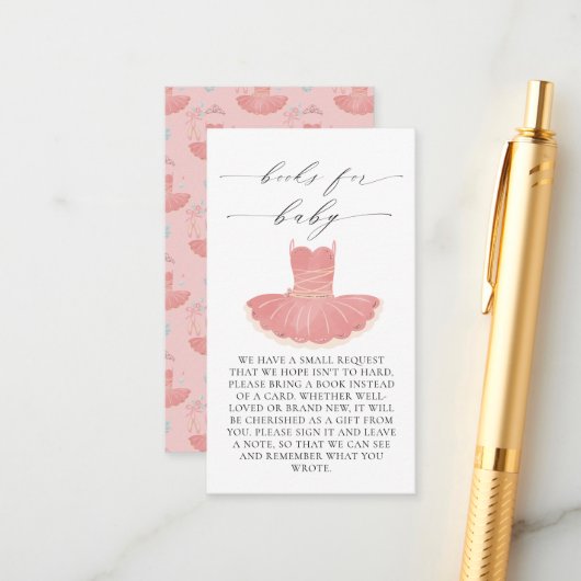 リトルバレリーナピンクベビーシャワーブックベビー エンクロージャーカード (正面/裏面インサイチュ)