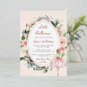 リトルバレリーナフローラバラ金ゴールド子供の誕生日 箔招待状 (立ち正面)