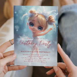 リトルバレリーナホワイト&ブルーバースデーパーティー 招待状